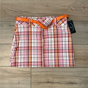 BNWT Vintage Fashion Magazine Beverly Boutique Pink & Orange Plaid Mini Skirt